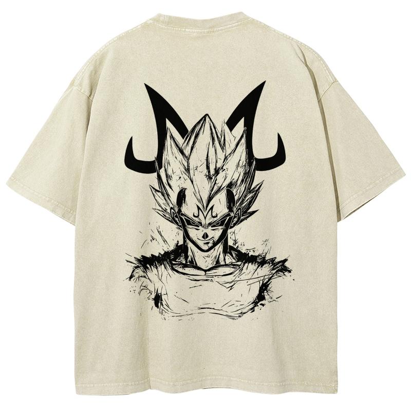Dragon Ball DBZ Vegeta Anime Washed Graphic Tees Funny Japanese Cartoon Distressed Shirt 90s Vintage Streetwear Unisex Summer Gift