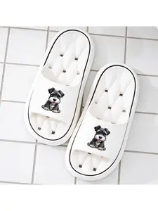 Cute Schnauzer Printed Hollow Out Sole Slippers Soft And Comfortable Slippers For Indoor And Outdoor Wear Breathable And Non-slip Indoor Slippers For Summer Unisex Casual Versatile Cloud-like Feel Sli