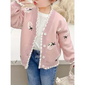 Girls' Fashion Knitted Cardigan is Here! Fleece-lined Design is Super Warm, Soft and Skin-friendly, Comfortable Autumn and Winter, Versatile and Stylish Kids~