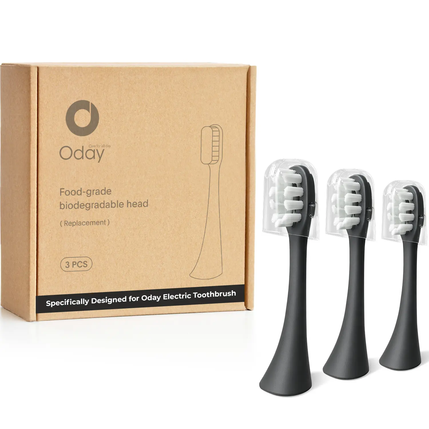 ODAY Icon Replacement Brush Heads, Pack of 3 Eco-Friendly Refills for Adults, Castor Oil Based for a Fresh Start, No Fuss Easy Replacement, 3 Pieces, Swap Easily, Corn, Maintaining Grooming Routine, Daily Care, Multi-Pack