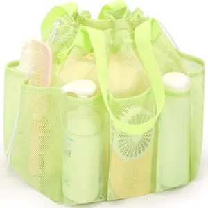Mesh Shower Caddy Portable with Drawstring, Dorm Room Essentials for College Students Girls & Boys, Large Shower Bag for Camping,Swimming,Gym,Travel,Bathroom - Green Organiser