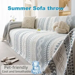 Boho chic Style Sofa Cover - Sofa Couch Covers, Non-slip Thickened Sofa Cover, Easy-Clean Sofa Protector for Home & Pet Owner - Washable Sofa Slipcover, Breathable Summer Couch Protector for 1/2/3/4 Seater Sofa.