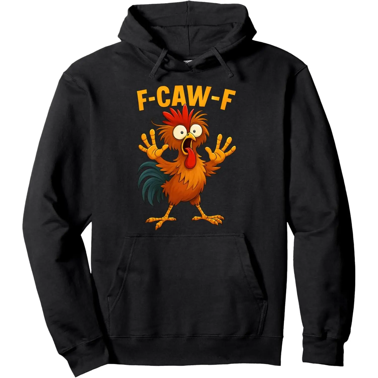 Men's Fleece-Lined Pullover Hoodie, Aesthetic Rooster Graphic Top in Polyester-Cotton Fabric with Kangaroo Pocket for Leisure Wear, Tops, Sweatshirt, Menswear, Stylish, Casual, Long Sleeve, Kangaroo Pouch, Polyester Blend
