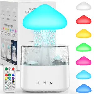 Rain Cloud humidifier, 450ml water drop mushroom essential oil diffuser, 7-color mood light air humidifier with remote control, Raindrop humidifier