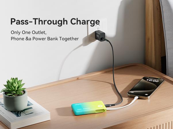 INIU PawGO 45W 10000mAh Power bank with Built-in USB C Cable, Slim PD Fast Charging Portable Charger Travel LED Display Light Battery Pack, External Phone Charge for iPhone 17 16 15 14 13 12 11 Series Samsung iPad Aipods Google Pixel Switch Perfect Gift