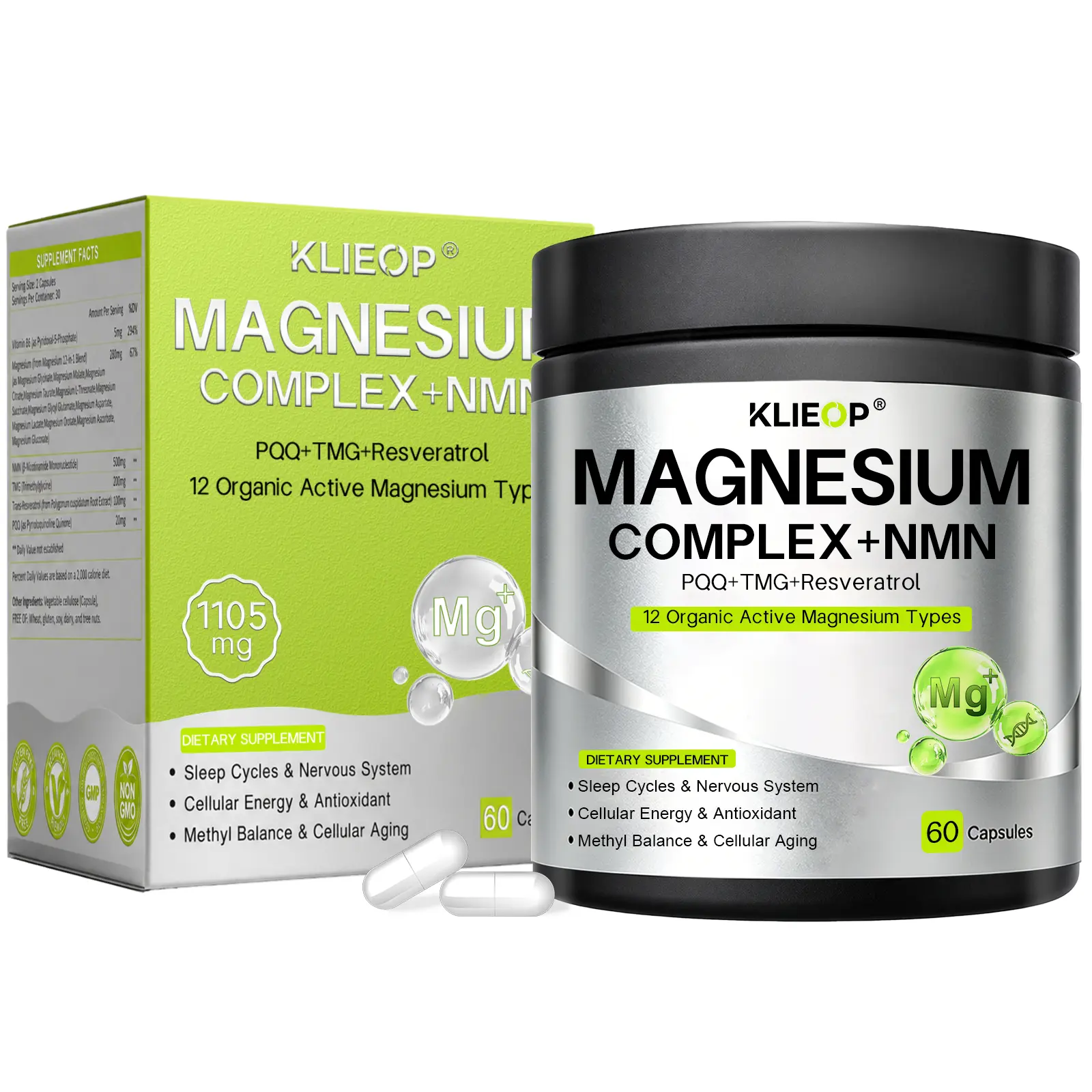 Magnesium Complex with NMN, 17-in-1 Formula, Sleep Comfort & Energy Support | 12 Essential Magnesium Supplement -  NAD+ Support with TMG, Resveratrol, PQQ & Vitamin B6, 60 Capsules
