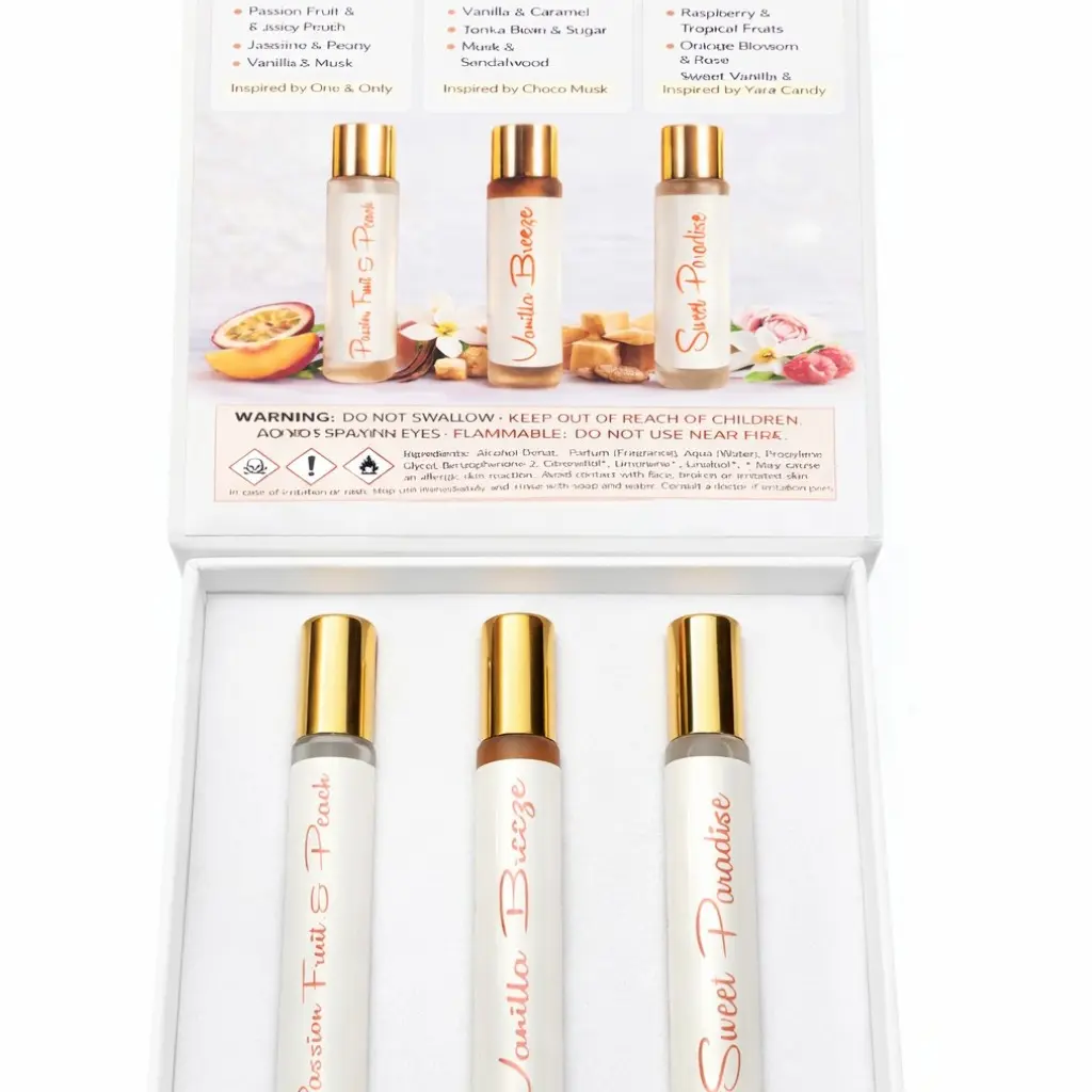 3-Piece Perfume Gift Set: Passion Fruit, Vanilla Breeze, Sweet Paradise (3x15ml) Eau de Parfum