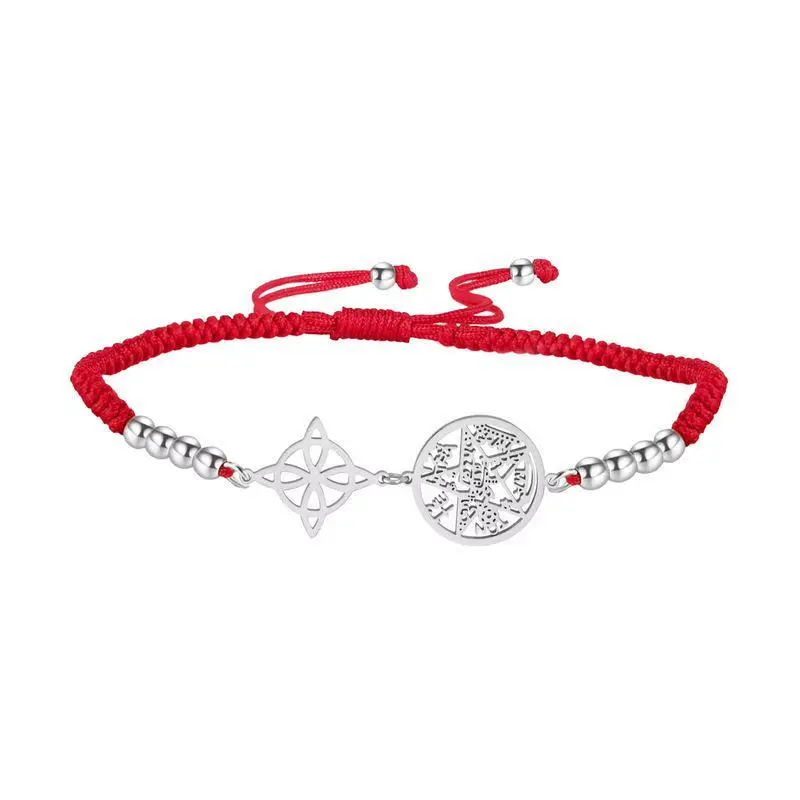 Handcrafted Red String Bracelet with Silver-Toned Celtic Knot, Adjustable Minimalist Design, Unisex Friendship and Family Gift Idea