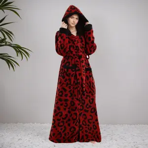 Extra Long Thick Couples Bathrobe - Plush Fleece Robe with Hood & Waist Tie - Ultra Soft Luxury Sleepwear - Thickened Wearable Blanket Robe - Winter Loungewear with Large Pockets - Machine Washable - Cozy Home Wear, Ultrasoft Fabric, Christmas Gift