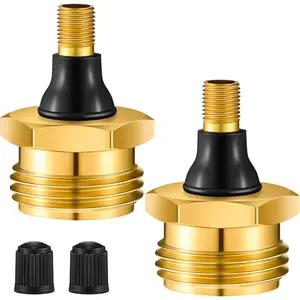 2 Pcs Brass Blow Out Plug for RV Antifreeze, Air Hose Compatible with Schrader Valve to Blow Out RV Water Lines, Winterization Valve for Campers, Motorhomes and Travel Trailers