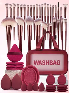 50PCS Makeup Tools Set Including:1pc Multi-Functional Zipper Toiletry And Cosmetic Bag Waterproof,30PCS Makeup Brush Set,2PCS Makeup Sponges,4PCS Mini Makeup Sponges,4PCS Triangle Powder Puffs,8PCS Mini Air Cushion Powder Puffs,1pc Brush Cleaning Tool