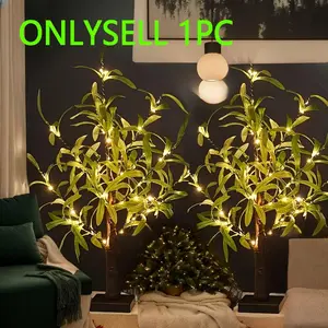 6-Prong Olive Tree Lamp, USB-Powered Indoor Table Light, LED Lights, Adjustable Branches, Warm, Home Decor, Wedding, Holiday Gift