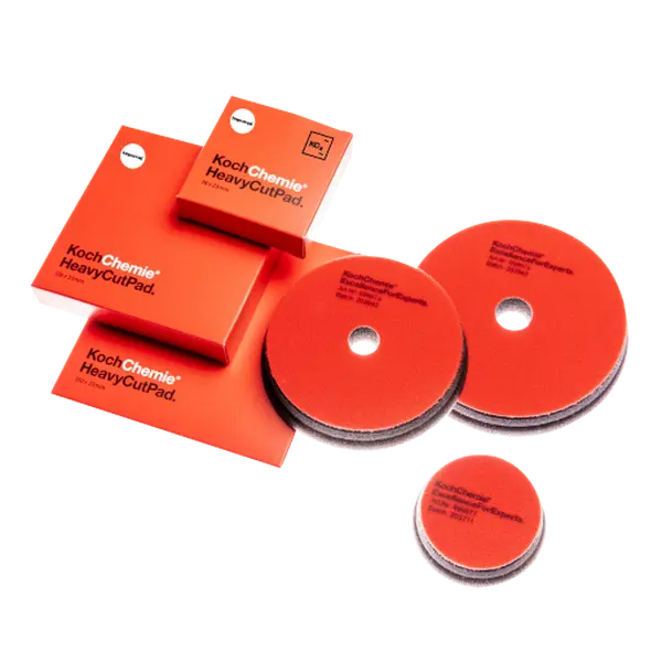 Koch Chemie Heavy Cut Foam Pad (Red Pad, Heavycut H9.01), Foam Sponge for Cars/Motorcycles, Compression Hardness 17, Deep Scratch Removal Polishing Accessory, High Abrasion