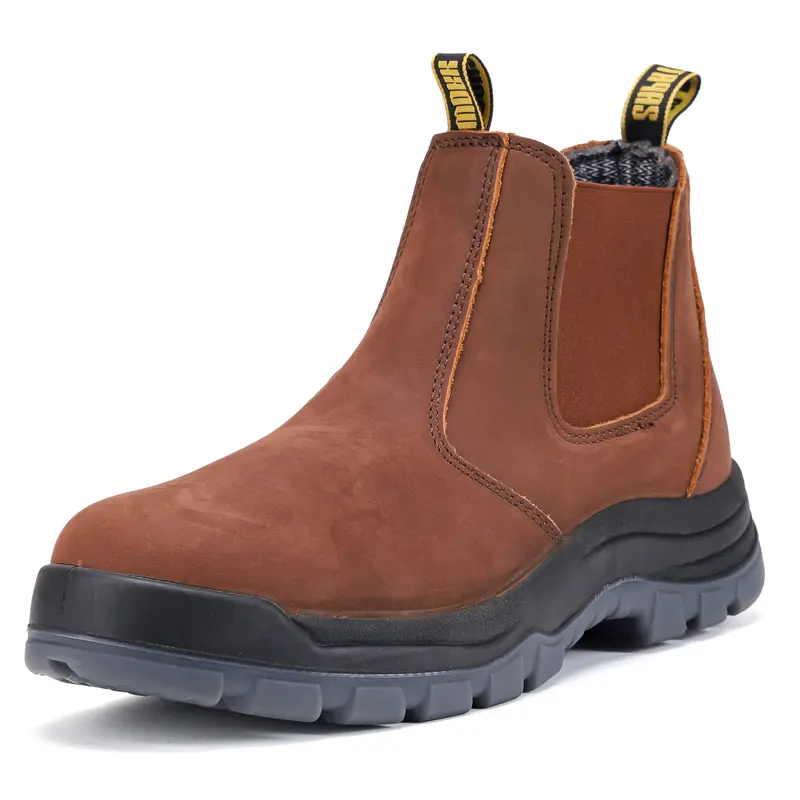 Men's Soft Toe Slip on Waterproof Slip Resistant Anti-puncture Work Boots