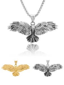 Bold Eagle Titanium Steel Necklace, Hip Hop Punk Street Trend Stainless Steel Pendant, Unisex Fashion Accessory for All Seasons