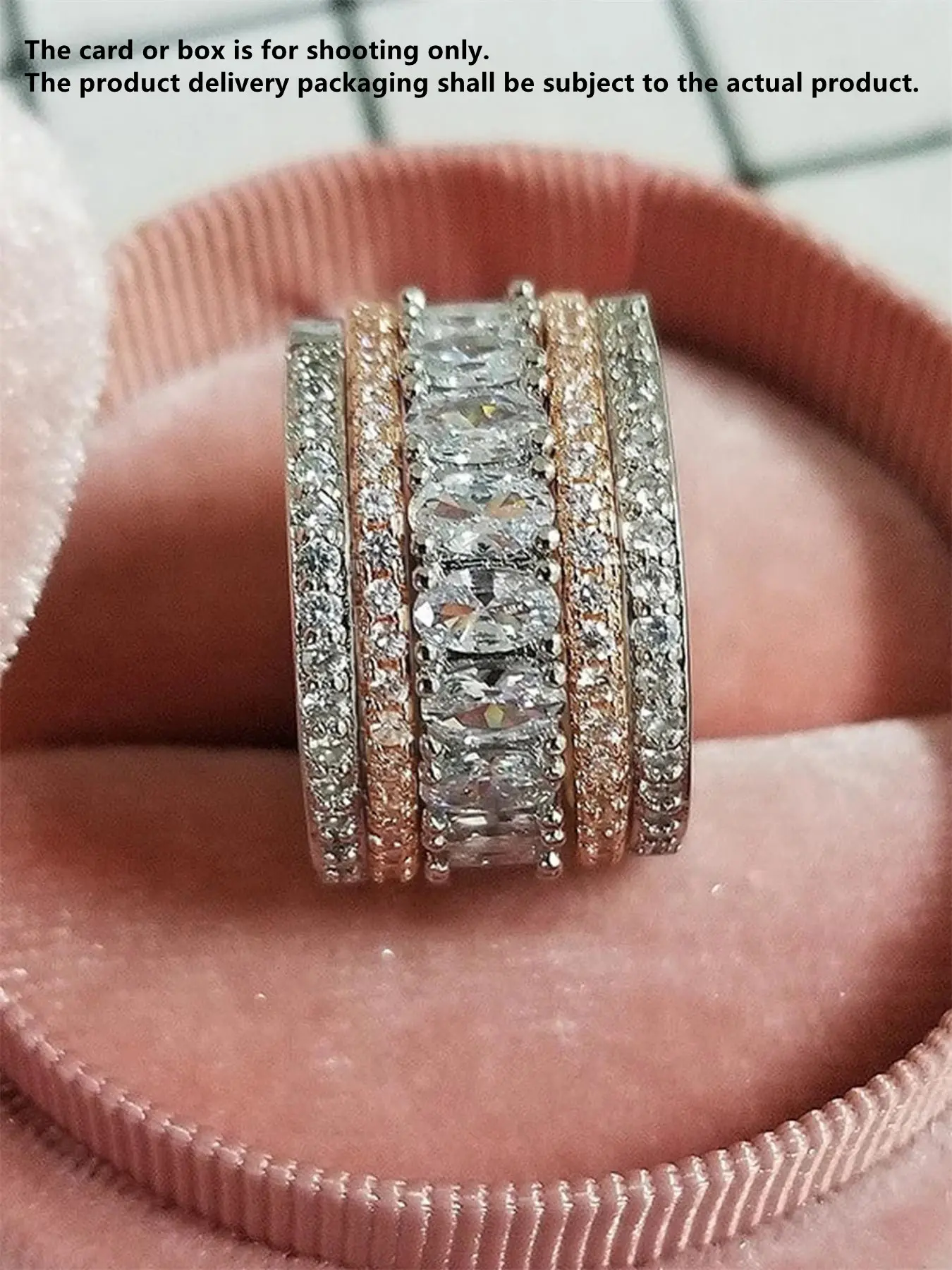 1 PC Classical Sparkling Zircon Inlay Cubic Zirconia Ring For Women For Wedding Engagement Anniversary Party Band Jewelry Valentine's Day Gift