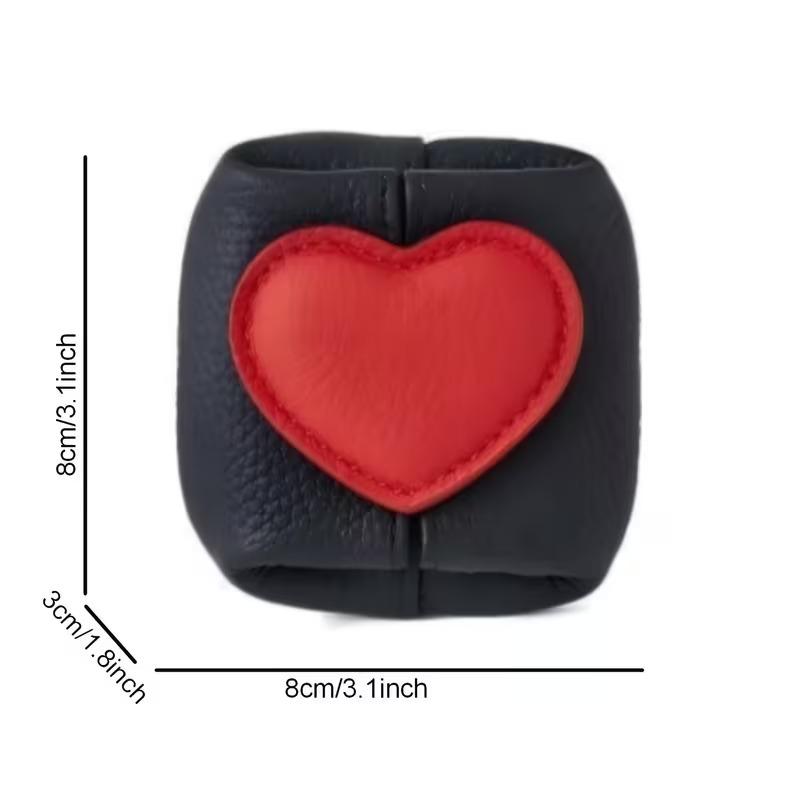 Heart-Clasp Mini Organizer Pouch — Genuine Top-Grain Leather Portable Case for Earphones, Coins, and Small Accessories