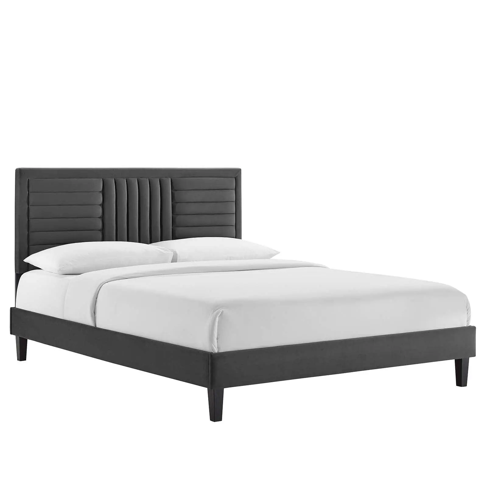 Sofia Channel Tufted Performance Velvet King Platform Bed, MOD-7015