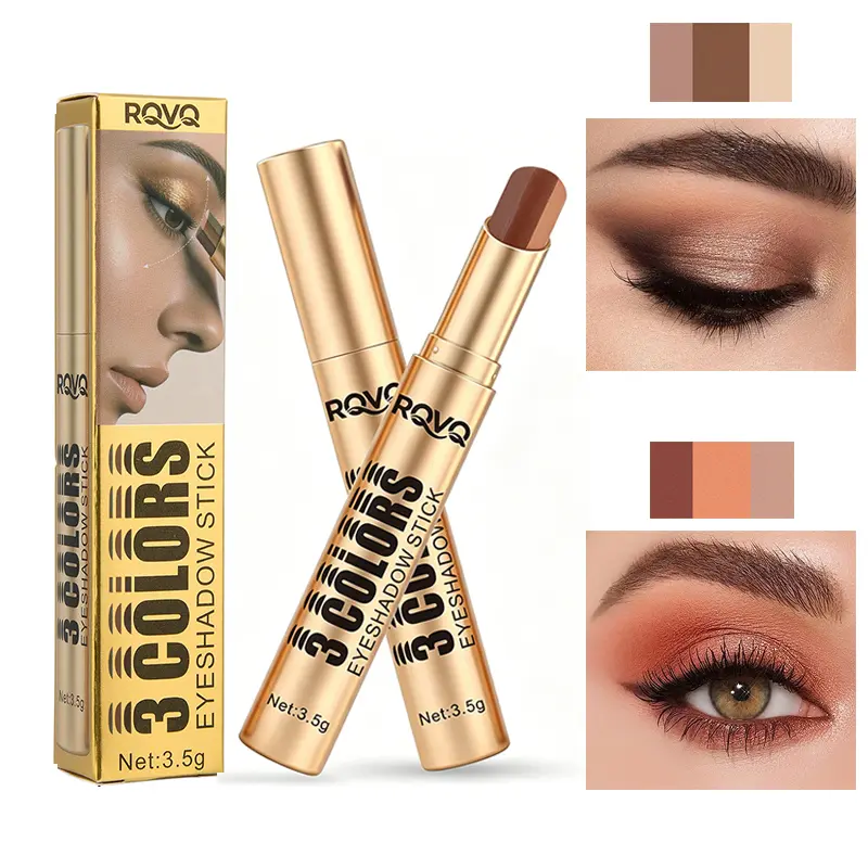 3-in-1 Beginners' Shimmer Eyeshadow Stick Set - Flawless, Smudge-Proof, Long-Lasting, Quick-Set Creamy Eyeshadow Sticks, Waterproof Liquid Eyeliner, Color-Changing Lip Oil, Diamond Glitter, Daily Triple Shine Radiant Smooth Natural Look Makeup Cosmetic