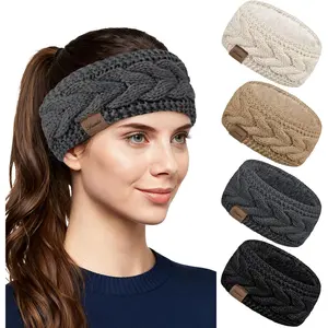 4 Pack Womens Ear Warmer Headband,  Knit Winter Headbands Fleece Lined Ear Warmers Stocking Stuffers for Women