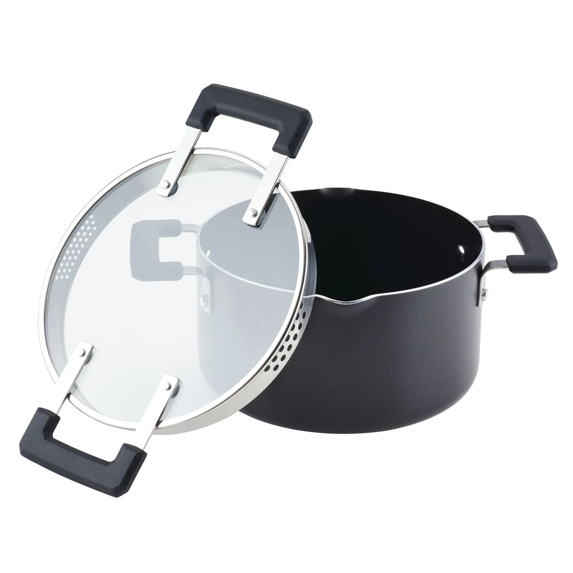 Farberware Cookstart 6-Quart Nonstick Straining Saucepot with DiamondMax Interior & Colorful Exterior for Easy Pasta Cooking