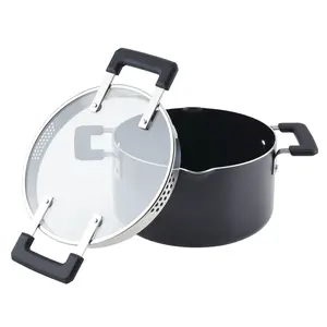 Farberware Cookstart 6-Quart Nonstick Straining Saucepot with DiamondMax Interior & Colorful Exterior for Easy Pasta Cooking