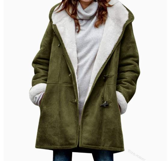 [LTO]Winter off-season  women's coats, fleece-lined thickened women's coats with fur collars and pockets, winter overcoats Jacket Outerwear Long Sleeve Casual Long Sleeve,summervibes