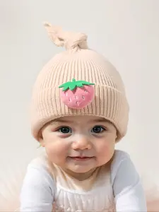 Strawberry Knit Hat for Babies & Toddlers, Newborn Winter Cap, Outdoor Warmth, Daily Commute Use, Casual Style, Moderate Fabric Thickness