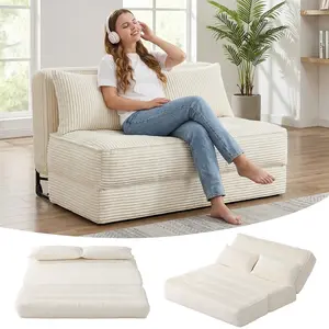 Winzoo Adjustable Folding Sofa Bed with Fixed Frame,Convertible Boneless Couch Loveseat Sleeper with 5-Position Adjustable Backrest & Thickened Cushion,Futon Couch  for Bedroom,Small Spaces