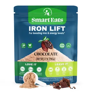 Smart Eats - High Iron Drink & Smoothie Powder with Protein, Vitamins, Fiber, Antioxidants | Support Energy, Hair, Blood, Brain, Gut | Vegan Chocolate Flavor - 30 Scoops
