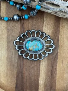 Turquoise Belt Buckle by FL Begay, Navajo