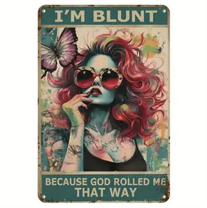 Vintage Boho Hippie Girl Metal Sign With Unique Butterfly Design And Inspirational Quote For Retro Home Decor