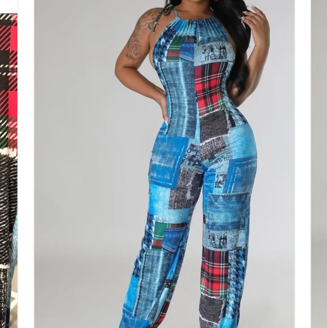 Patchwork Denim Jumpsuit