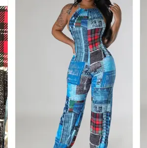 Patchwork Denim Jumpsuit