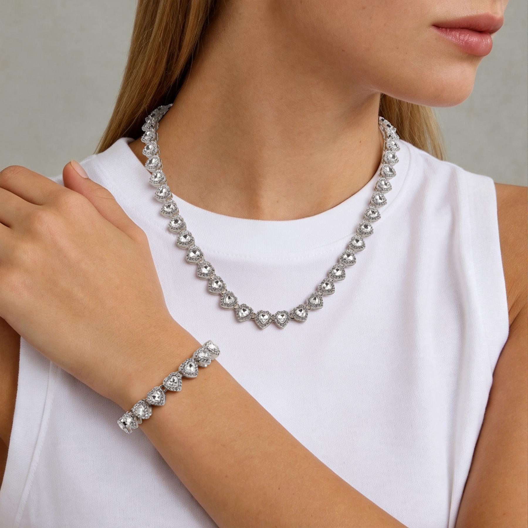 2pcs Set Heart Shaped Cuban Chain Necklace Set for &,Hip Hop Style Choker Set,Luxurious Jewelry Set for Valentine's Day Gifts, Birthday,Everyday & Party Wear, for Teenager 2pcs Set Heart Shaped Cuban Chain Necklace Set for &,Hip Hop Style Choker Set,Luxurious Jewelry Set for Valentine's Day Gifts, Birthday,Everyday & Party Wear, for Teenager