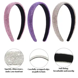 3 piece Rainbow Sparkly Bling Diamond Headband Glitter Crystal Plastic Hair Hoop Fashion Comfortable Head Band Beauty & Personal Care