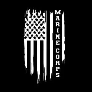 Marine Corp. American Flag Vinyl Window Decal - Quality CUT Vinyl for Cars, Boats, RVs, Office, Laptops - Easy Install Windshield Sticker
