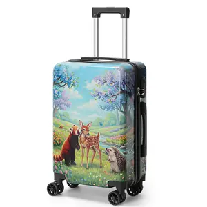 20-inch Lightweight Carry-on Suitcase Hard-shell PC Material with Omnidirectional Wheels Large Capacity for Weekend Getaways Business Trips Student Use Lockable PC Travel Luggage with Forest Scene Design