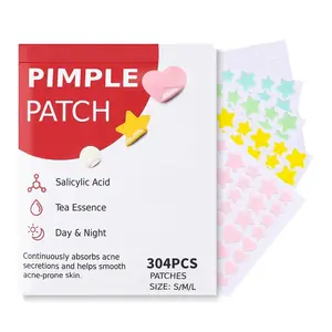 Pimple Patches for the Face 304Pcs, Hydrocolloid Acne Patches Star, Zit Patches, Facial Skin Care Products Containing Salicylic Acid, Tea Tree Oil and Calendula Oil