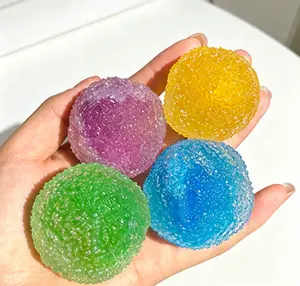Transparent Crystal Slush Crunch Ball Fidget Toy – Soft TPR Ice Squish Ball with Crinkly Texture & Filled Particles, Sensory Squeeze Toy with Rustling Sound When Kneading, Perfect Gift