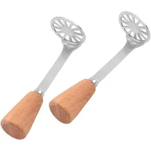 2-Piece Potato Mashing Machine, Potato Grinder, Manual Mashing Machine, Fruit Press Mashing Machine, Manual Potato Grinder, Mashing Machine, Avocado Castor Bean Vegetable, Potato Tool, Potato Masher, Wooden And Steel