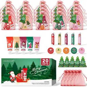 Christmas Gift Set, Hand Cream Lip Balm Perfume Bag Tree Card, 20 Sets Holiday Filler, Christmas Socks Stuffer, Festive Present Ideas, Gift Box Set