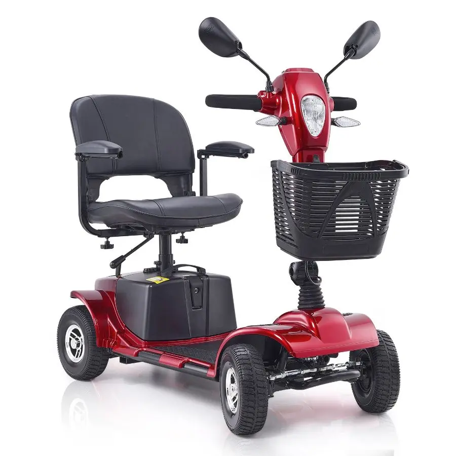 【Summerfinds】 Heavy-Duty 4-Wheel Electric Folding Mobility Scooter for Adults, All-Terrain Scooter with 12-mi Range, 9° Climbing Capacity, 265lb Weight Capacitydealsforyoudays