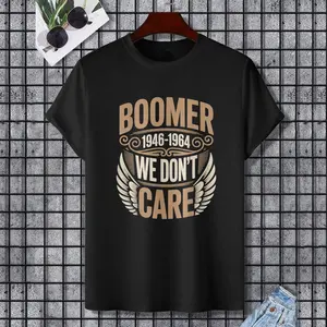 1946-1964 We Dont Care Adult Boomer Humor Boomer Funny Boomer T-Shirt, 100% Cotton, Single Side Printed, Black Short Sleeve T-shirt, Gift for Family Friends, S-XXXL, 1 pc, Fabric Weight 180g