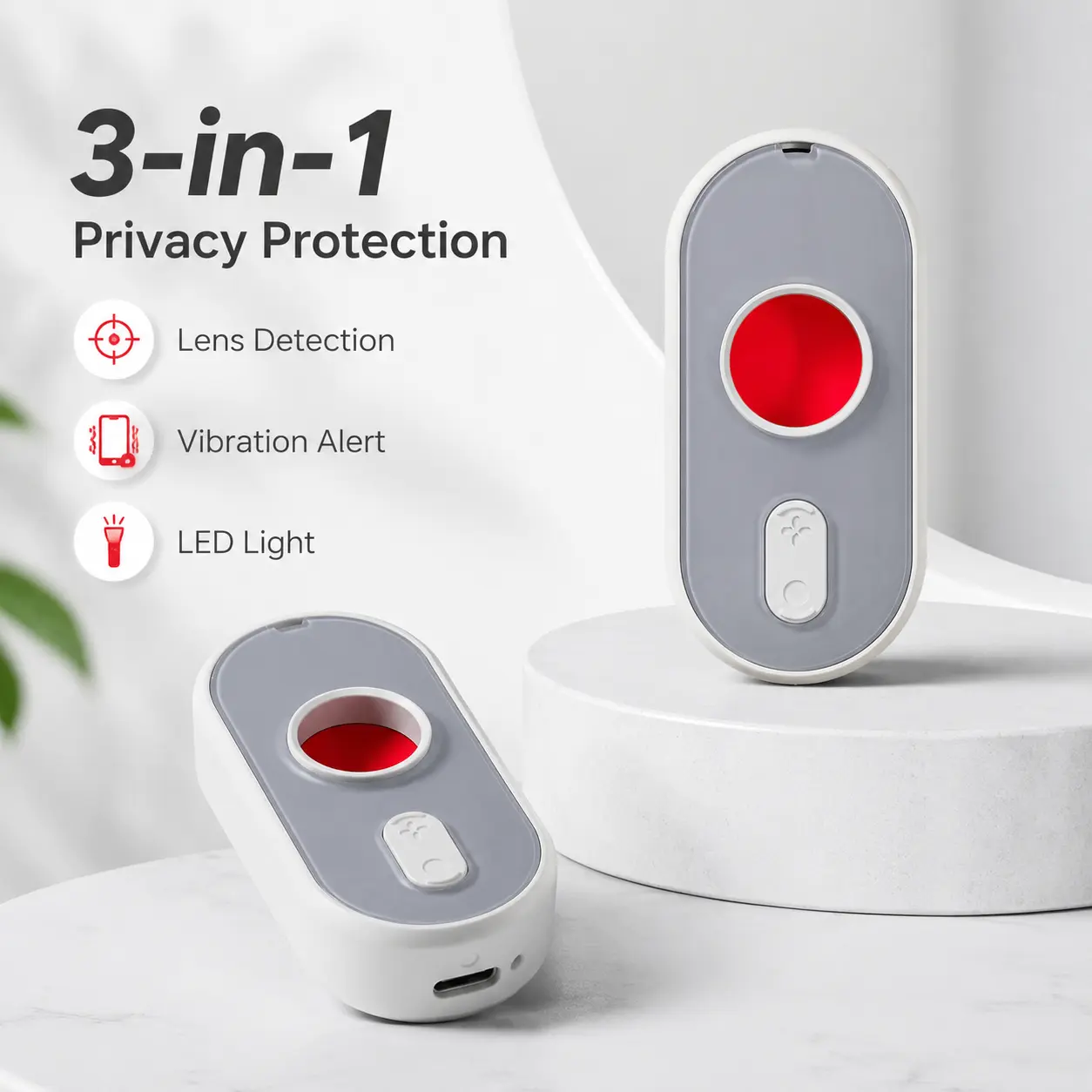 3-in-1 Camera Lens Detector, Portable Travel Safety Gadget with LED Flashlight & Vibration Alert for Hotel Room Privacy Protection