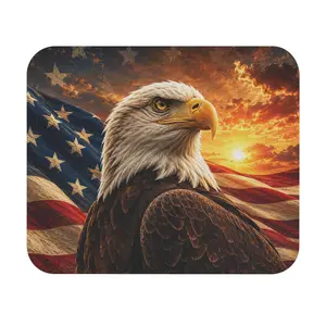 Bald Eagle with American Flag Mouse Pad | Patriotic USA Desk Mat