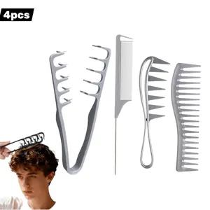 Four-Piece Women's Hair Comb Set, Styling Brush, Highlight Tool, Pointed Tail Comb, Wide Tooth Oil Head Comb, Essential Hair Care Tools