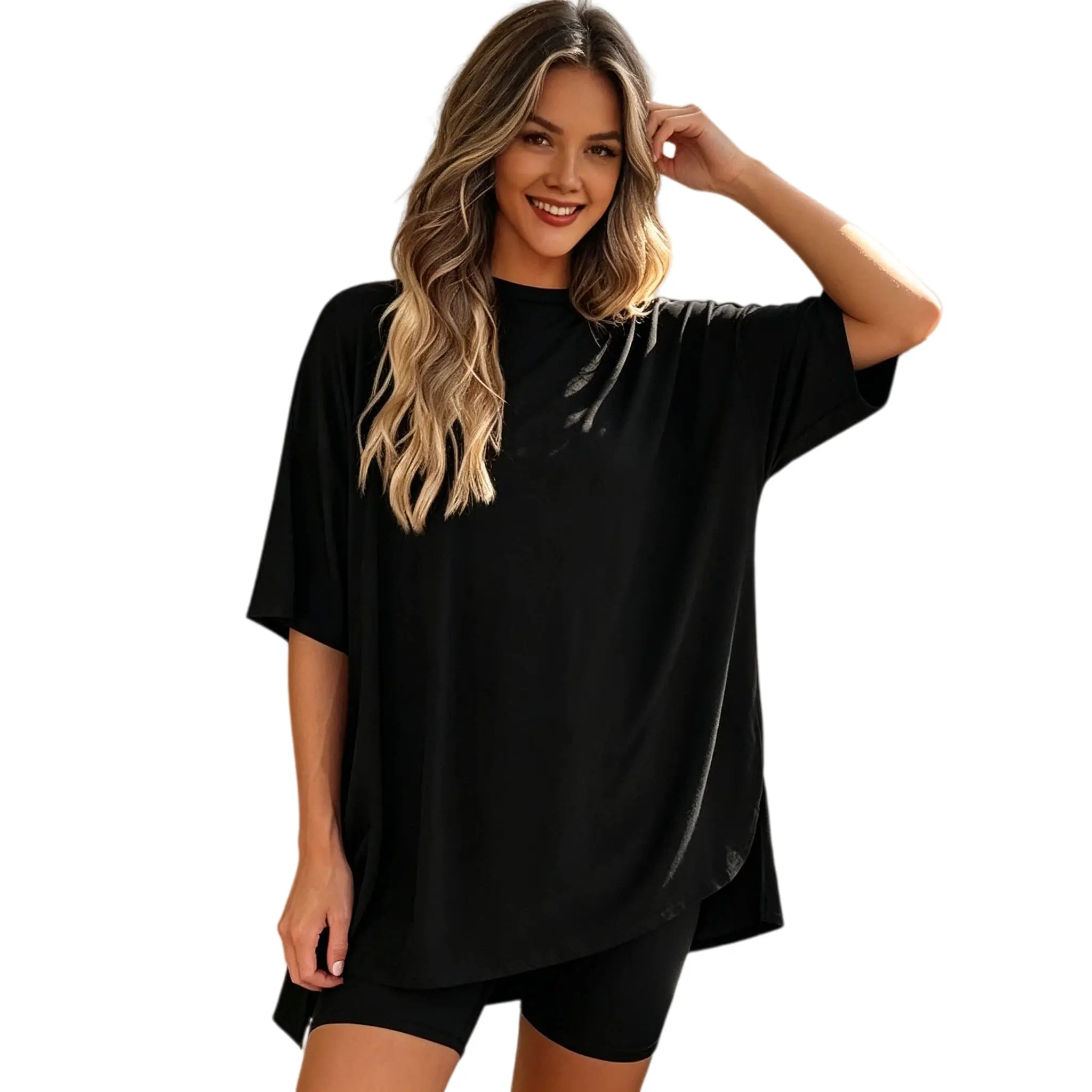 Women 2 Piece Lounge Set  Summer Casual Oversized Shirts Biker Shorts Matching Airport Travel Outfit Clothes, Perfect Gift for Mother Girlfriend Wife
