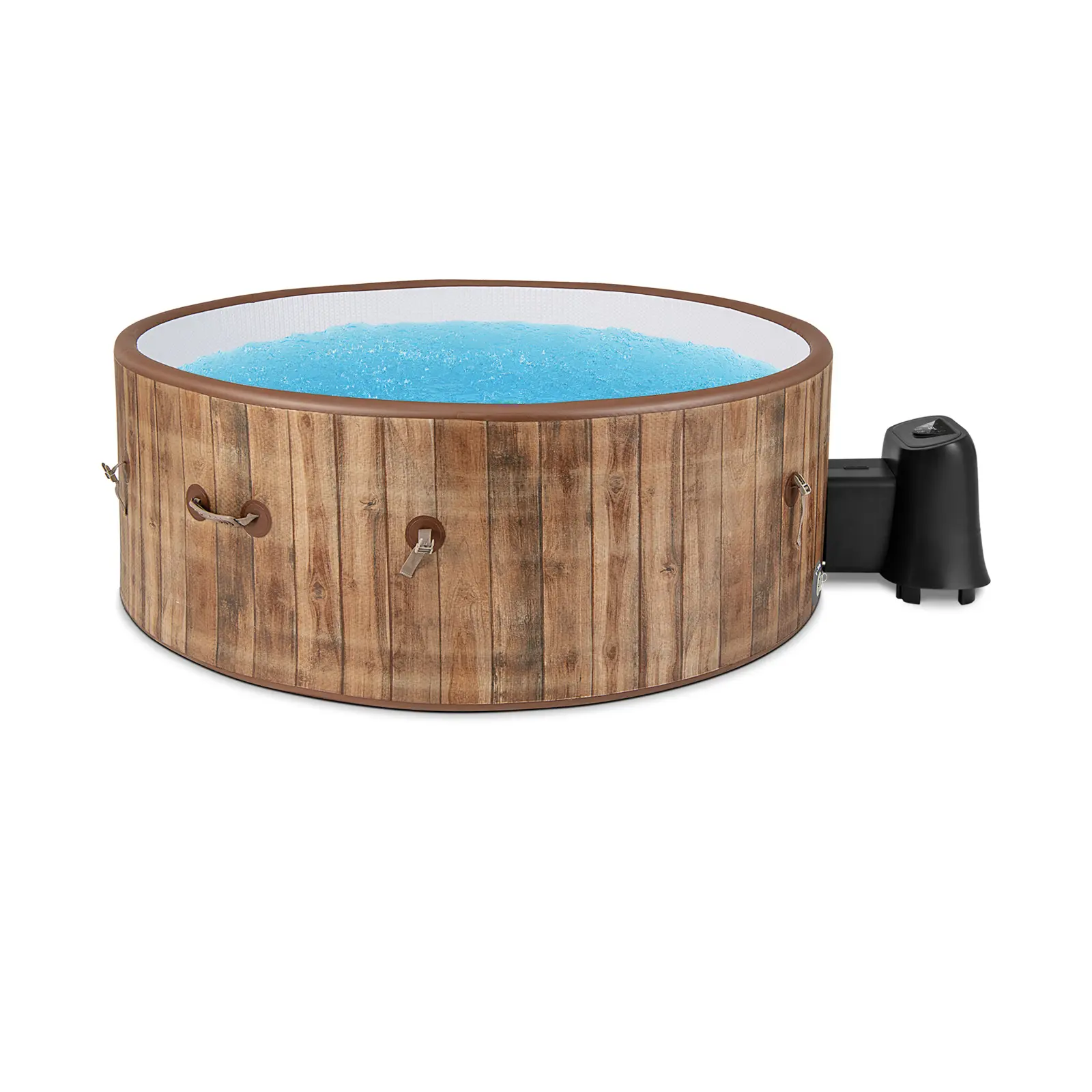 COSTWAY - 72 Inches Inflatable Hot Tub SPA with 120 Air Jets Electric Heater Pump for 4-6 Person-Coffee