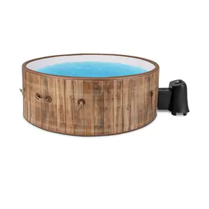 COSTWAY - 72 Inches Inflatable Hot Tub SPA with 120 Air Jets Electric Heater Pump for 4-6 Person-Coffee